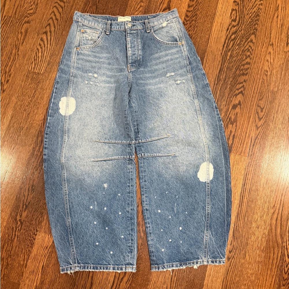 free people we the free good luck mid rise barrel jeans 28